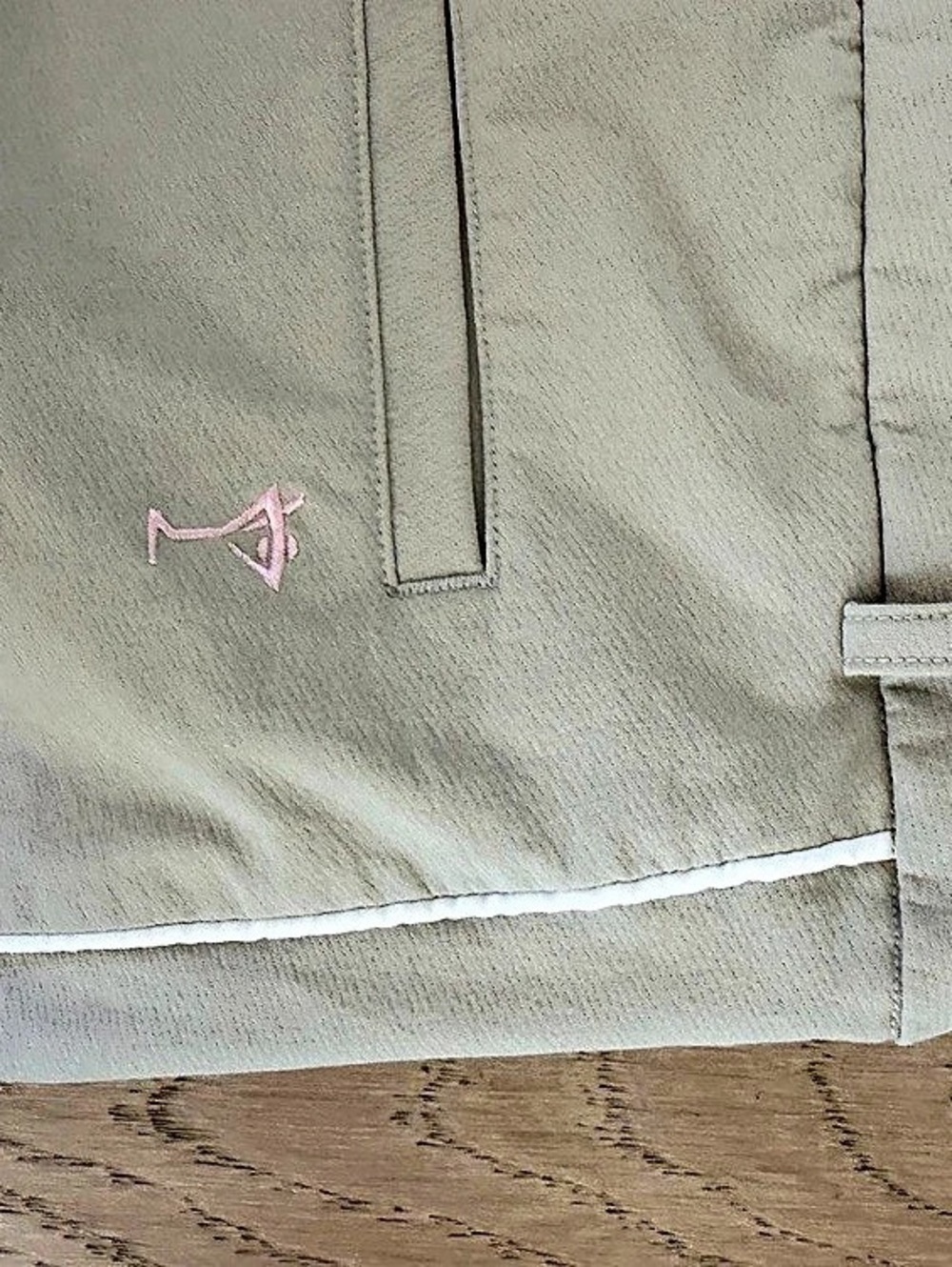 Golftini Women Khaki Pull-On Stretch Ankle Golf Pants White Piping Stripe - Picture 8 of 8